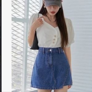 🟣DAZY/shein High Waist Denim skort large blue skort with back pockets